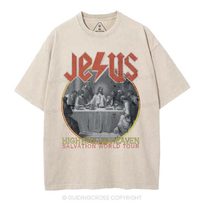 Highway To Heavem Christian Washed T-Shirt