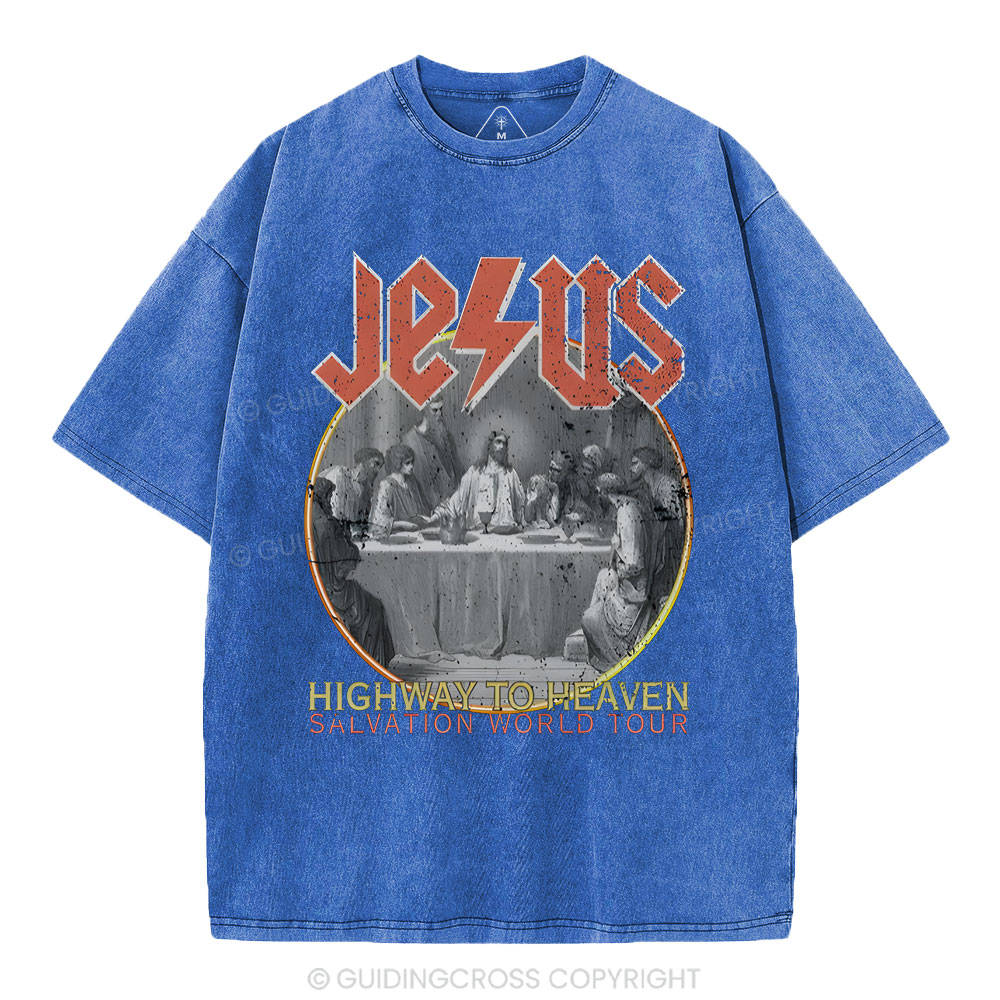 Highway To Heavem Christian Washed T-Shirt