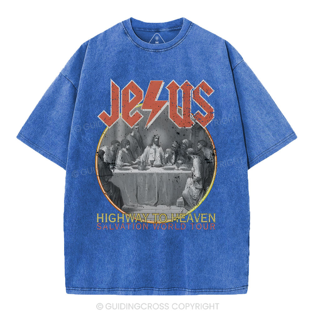 Highway To Heavem Christian Washed T-Shirt