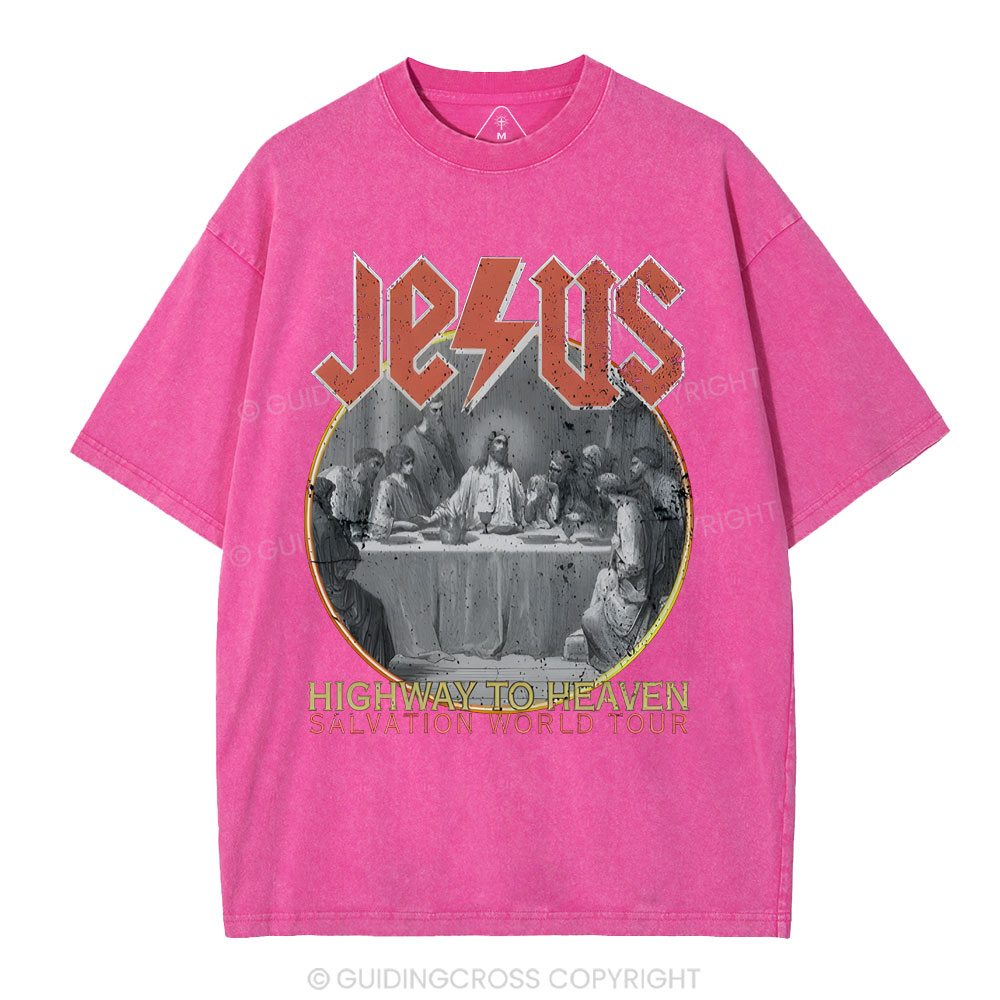 Highway To Heavem Christian Washed T-Shirt