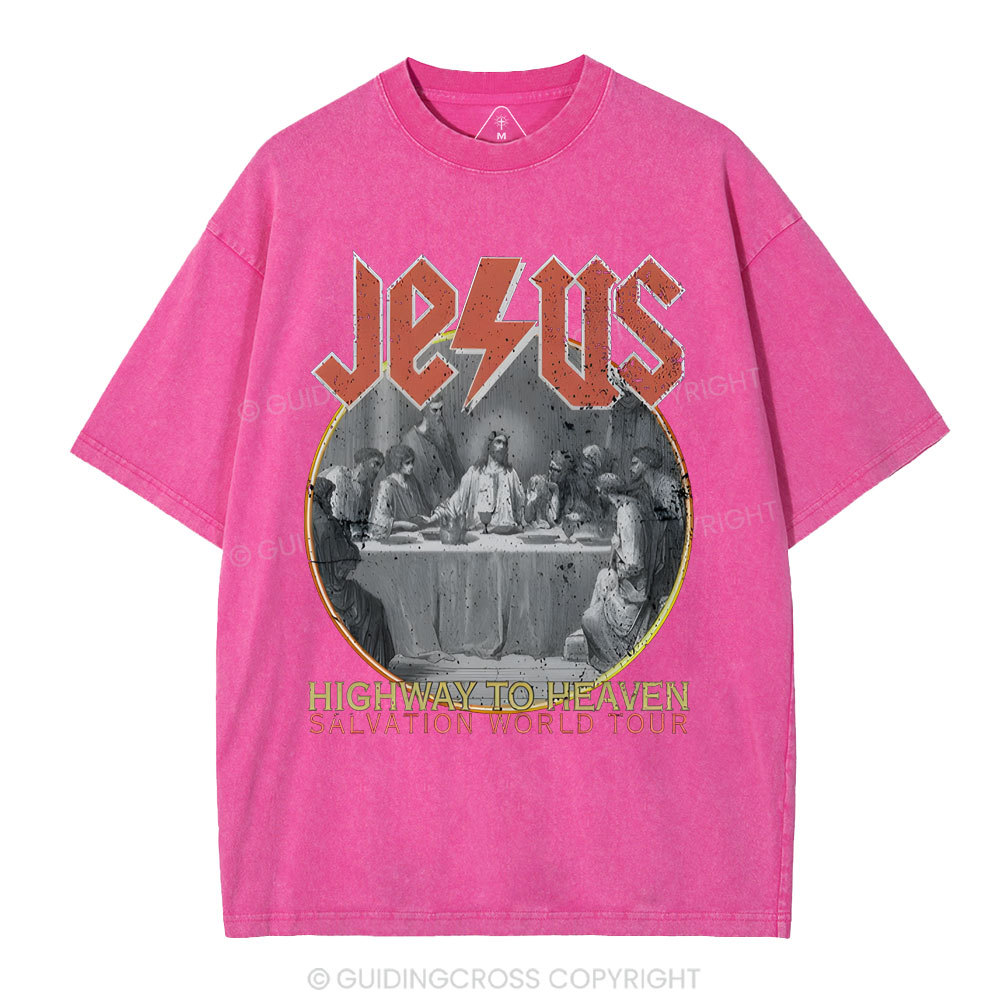 Highway To Heavem Christian Washed T-Shirt