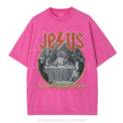 Highway To Heavem Christian Washed T-Shirt