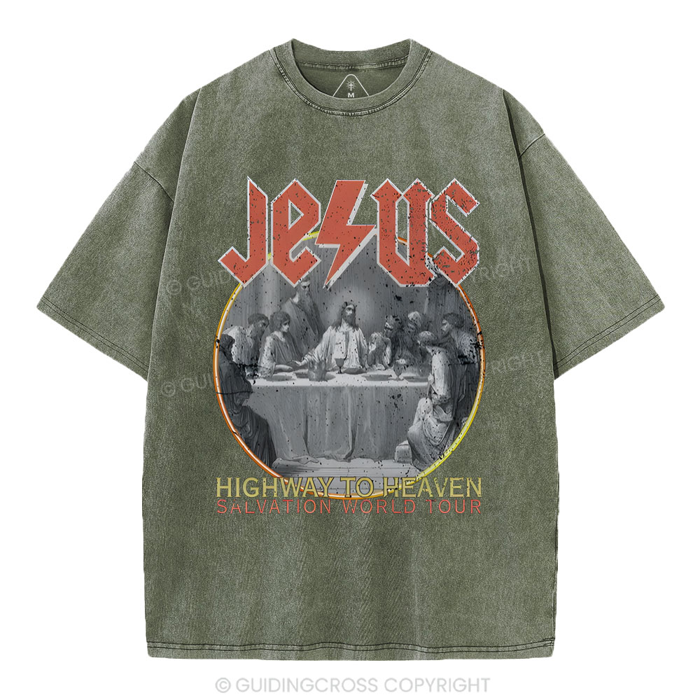 Highway To Heavem Christian Washed T-Shirt