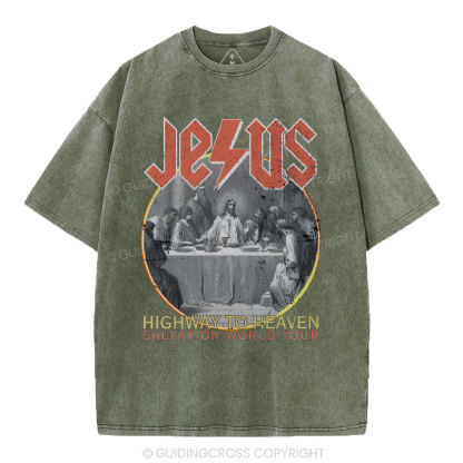 Highway To Heavem Christian Washed T-Shirt