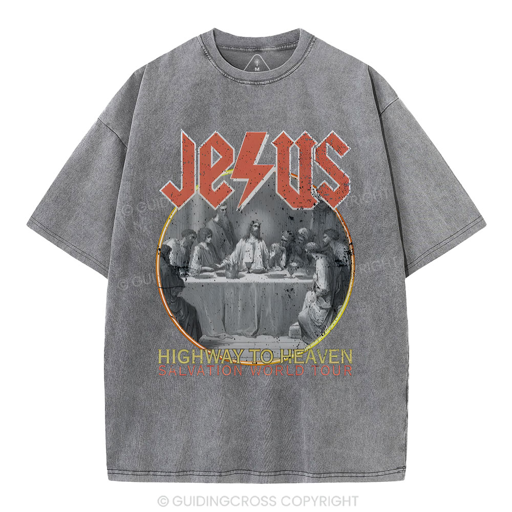 Highway To Heavem Christian Washed T-Shirt