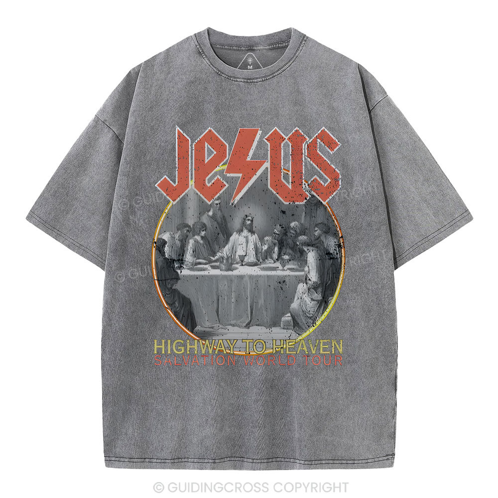 Highway To Heavem Christian Washed T-Shirt