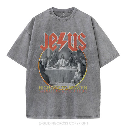 Highway To Heavem Christian Washed T-Shirt