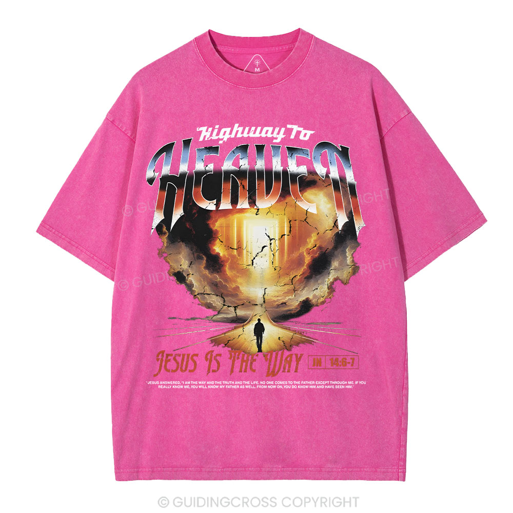 Highway To Heaven Christian Washed T-Shirt Sale - GuidingCross
