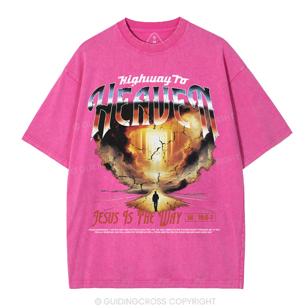 Highway To Heaven Christian Washed T-Shirt Sale - GuidingCross
