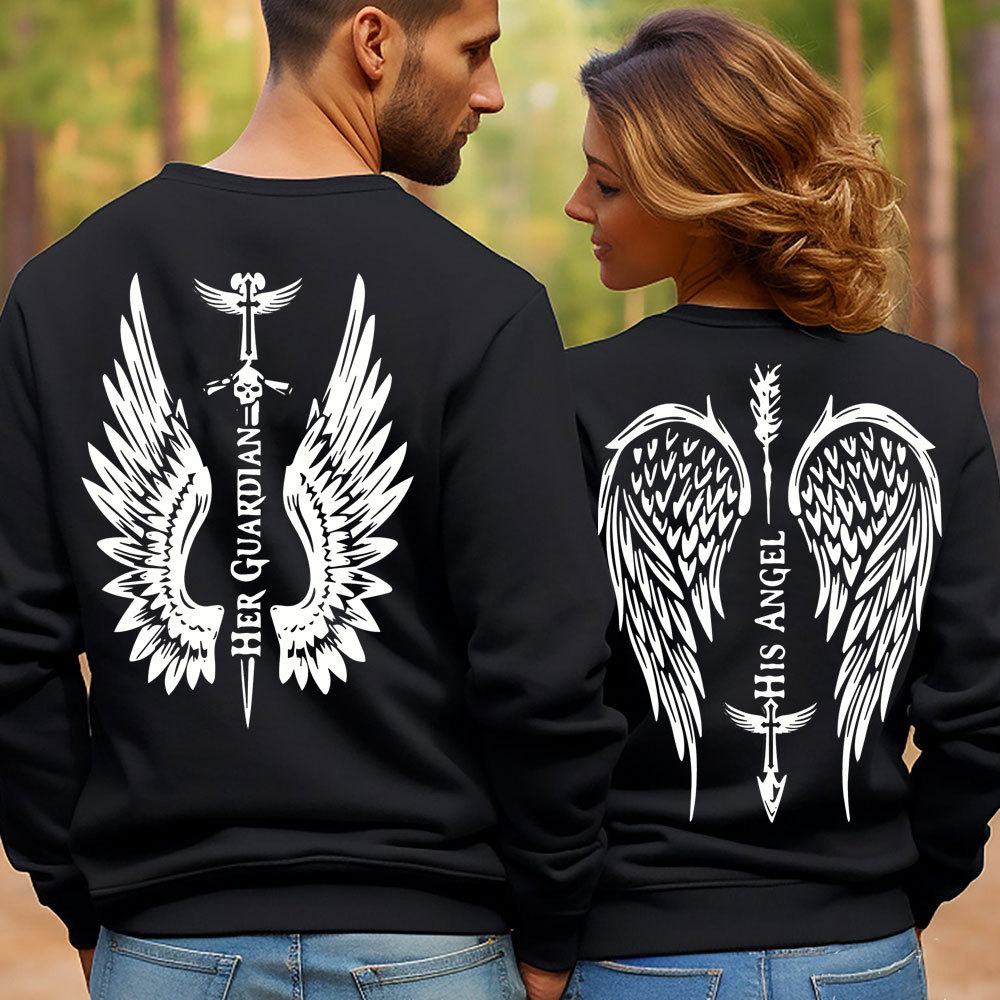 His Angle His Guardian Christian Couple Sweatshirt