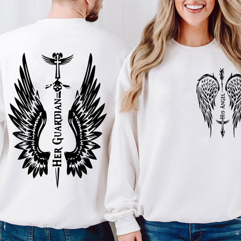 His Angle His Guardian Christian Couple Sweatshirt