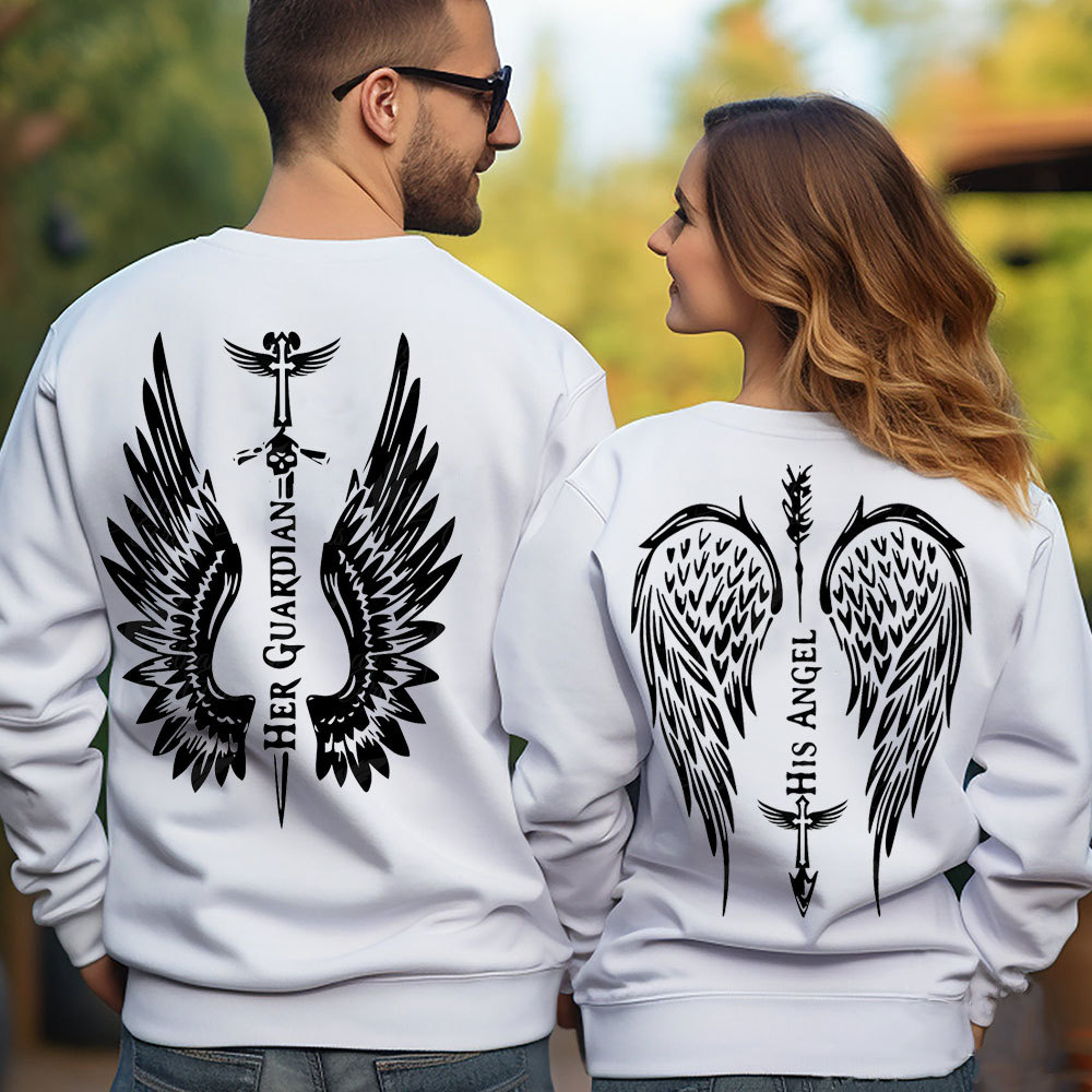 His Angle His Guardian Christian Couple Sweatshirt