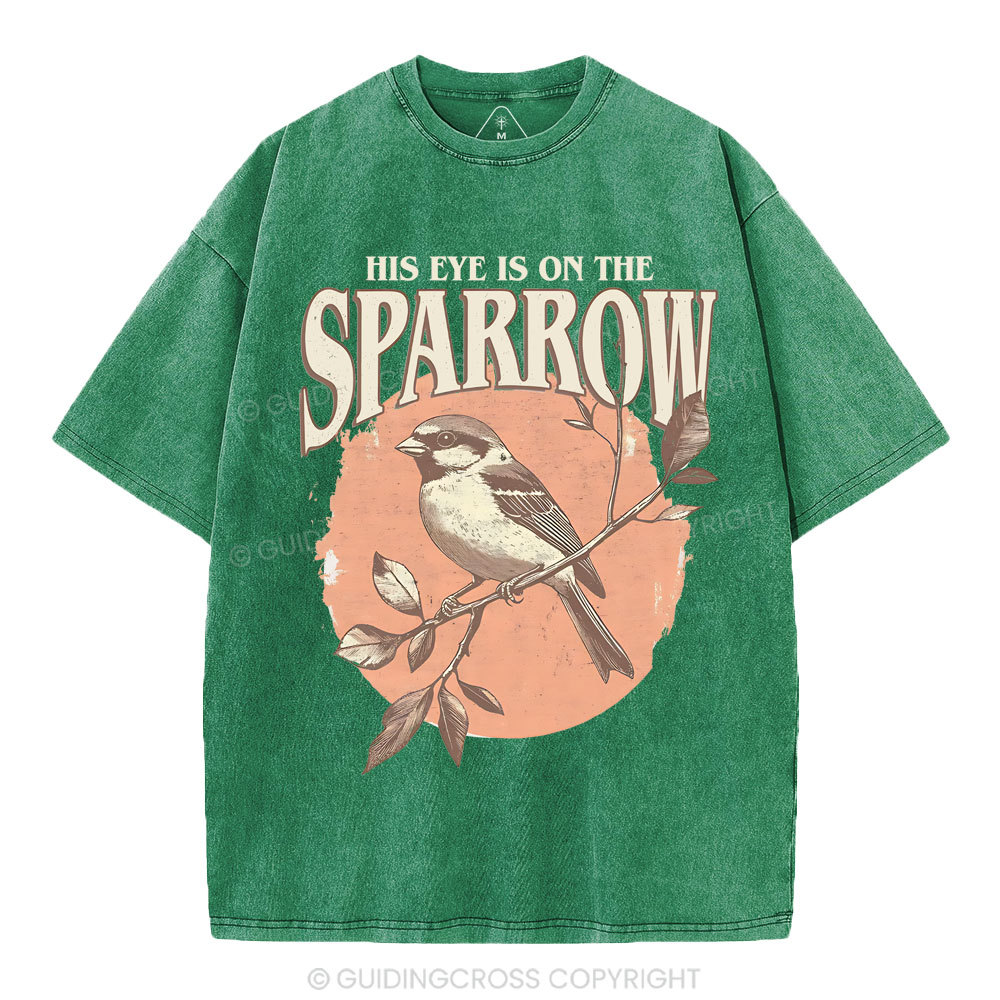 His Eye Is On The Sparrow Christian Washed T-Shirt