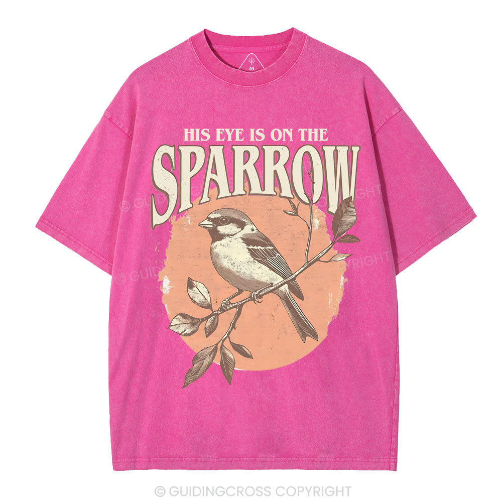 His Eye Is On The Sparrow Christian Washed T-Shirt