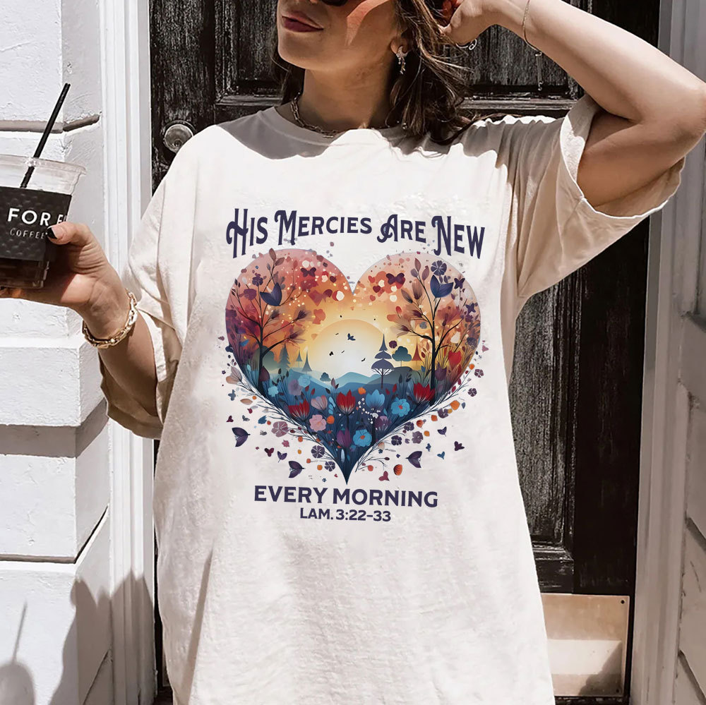 His Mercies Are New Christian Washed T-Shirt