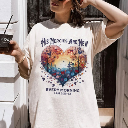 His Mercies Are New Christian Washed T-Shirt