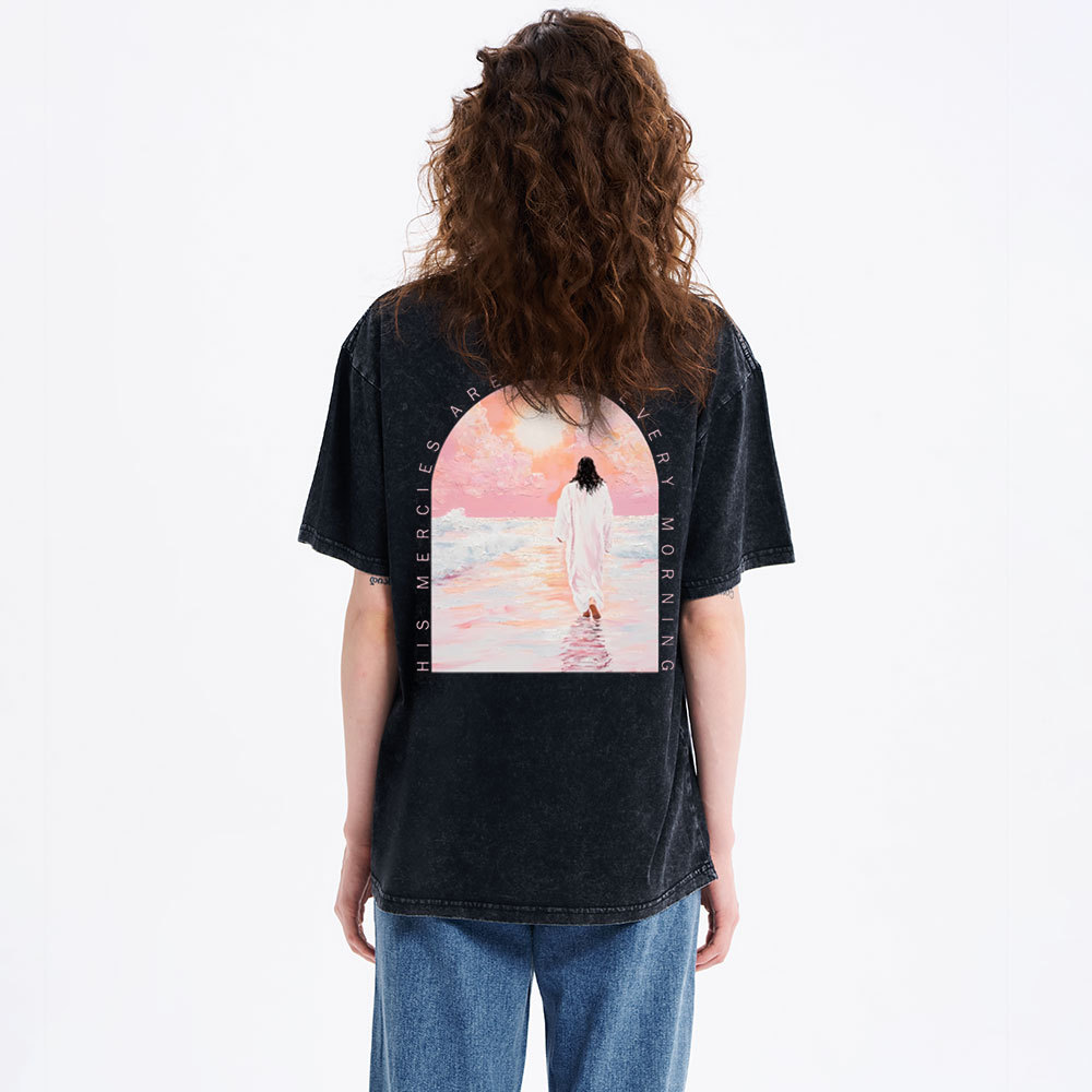 His Mercies Are New Christian Washed T-Shirt