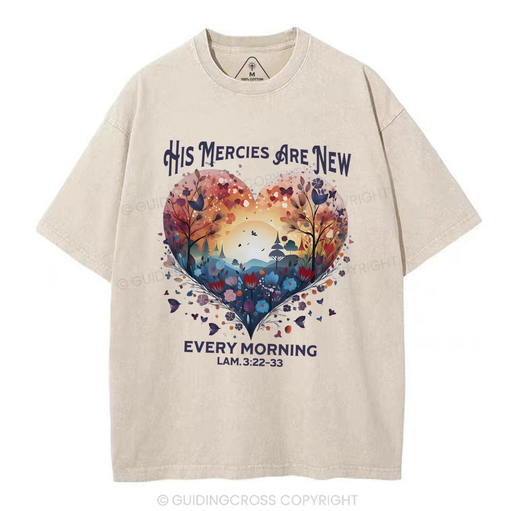 His Mercies Are New Christian Washed T-Shirt