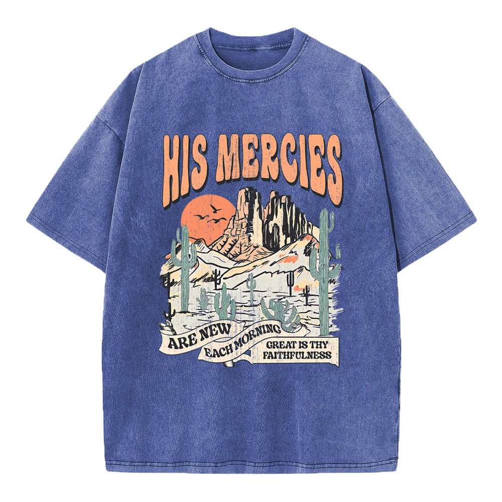 His Mercies Are New Every Morning Boho Christian Washed T-Shirt