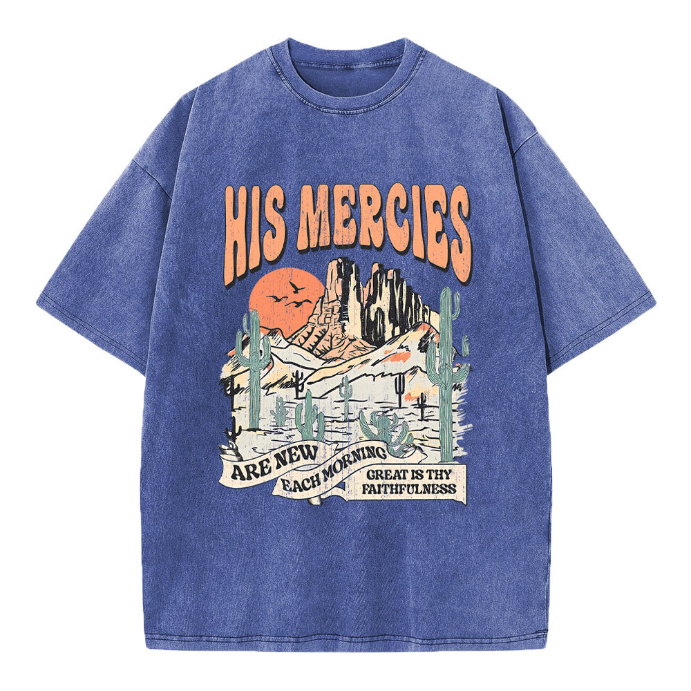 His Mercies Are New Every Morning Boho Christian Washed T-Shirt