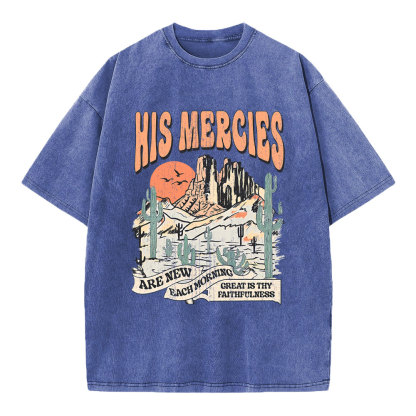 His Mercies Are New Every Morning Boho Christian Washed T-Shirt