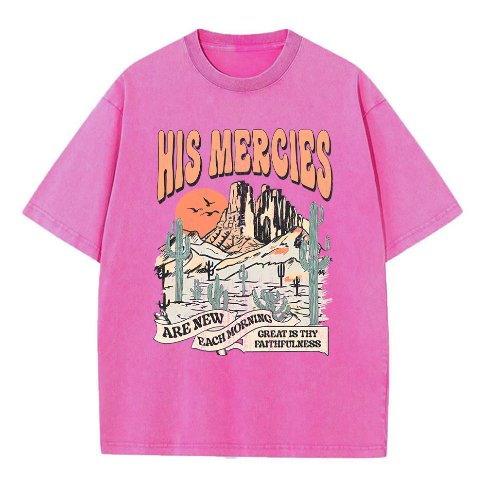 His Mercies Are New Every Morning Boho Christian Washed T-Shirt