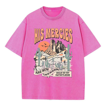 His Mercies Are New Every Morning Boho Christian Washed T-Shirt