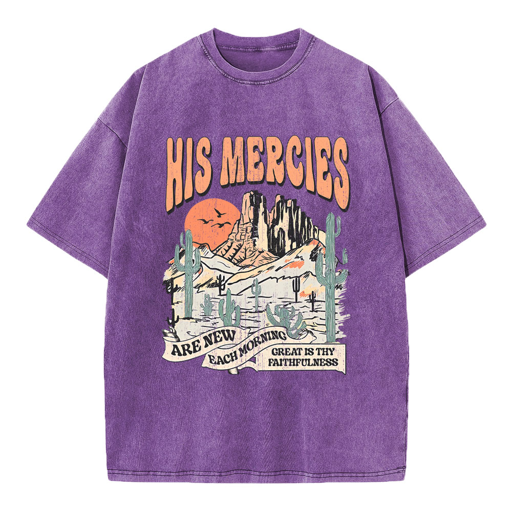 His Mercies Are New Every Morning Boho Christian Washed T-Shirt