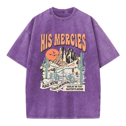 His Mercies Are New Every Morning Boho Christian Washed T-Shirt
