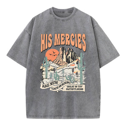 His Mercies Are New Every Morning Boho Christian Washed T-Shirt