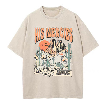 His Mercies Are New Every Morning Boho Christian Washed T-Shirt