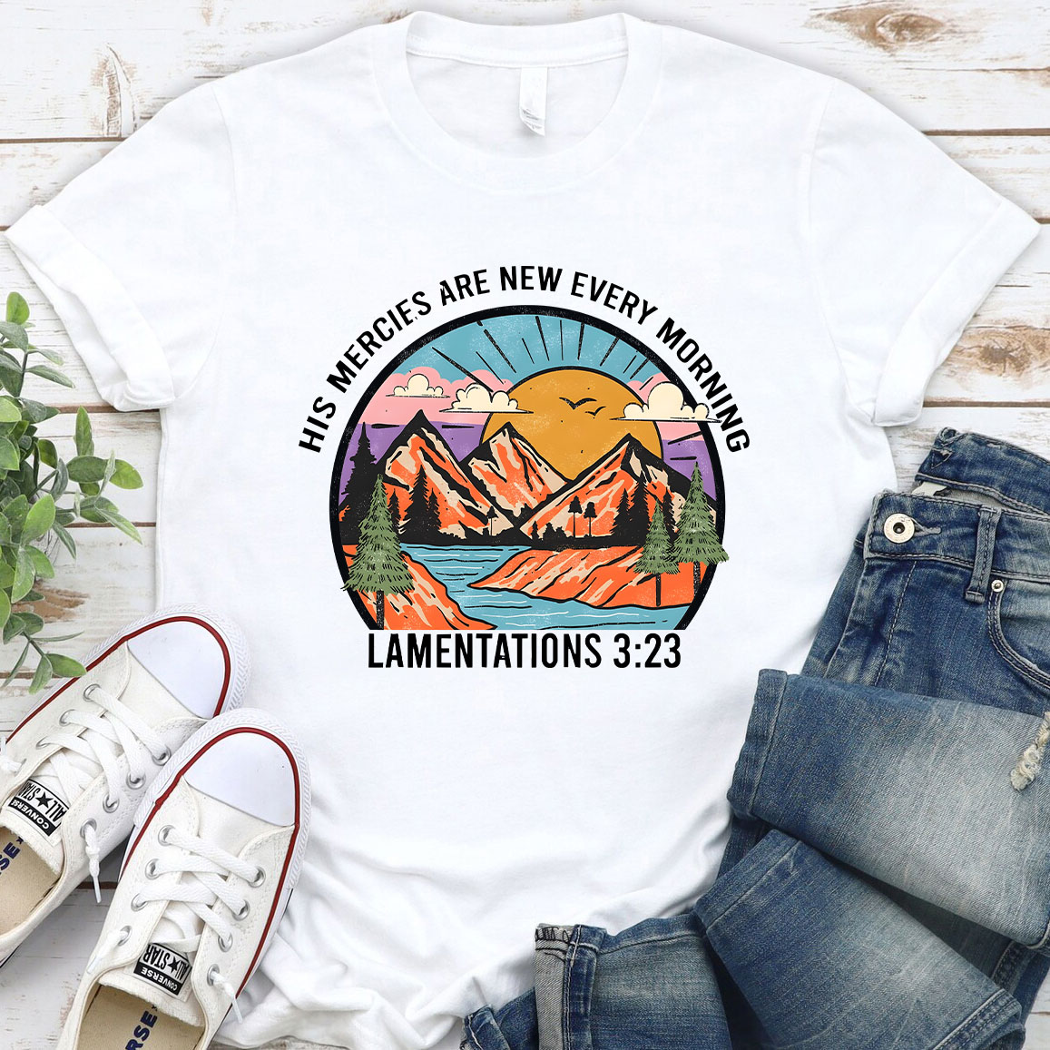 His Mercies Are New Every Morning Christian Bible Verse T-Shirt