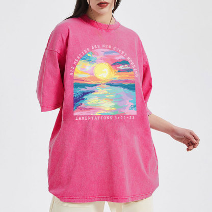 His Mercies Are New Every Morning Christian Washed T-Shirt