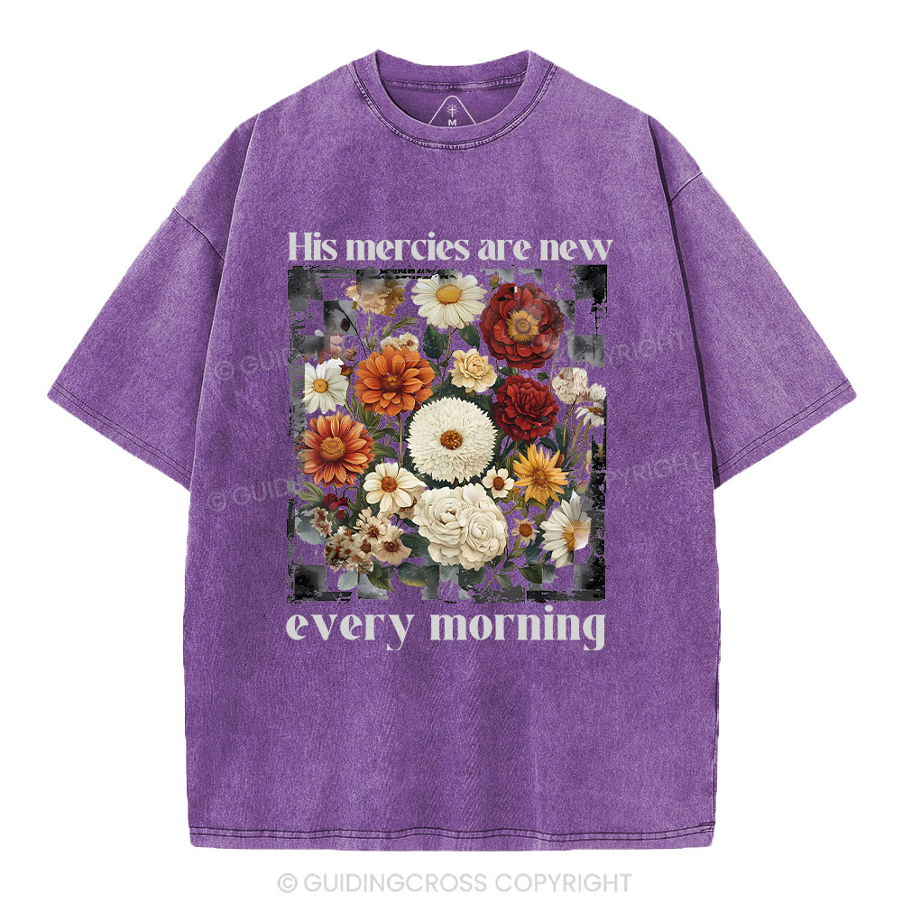His Mercies Are New Every Morning Christian Washed T-Shirt Sale - GuidingCross