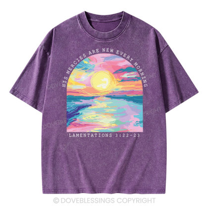 His Mercies Are New Every Morning Christian Washed T-Shirt