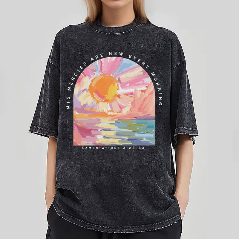 His Mercies Are New Every Morning Christian Washed T-Shirt