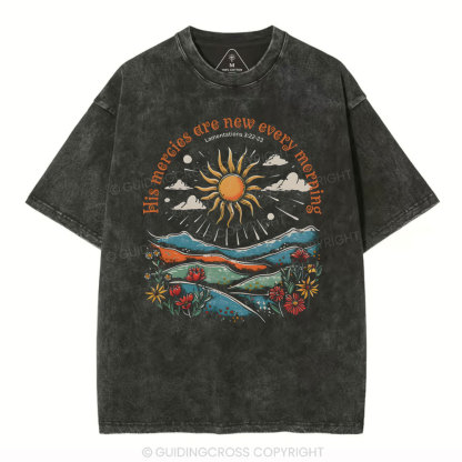 His Mercies Are New Every Morning Christian Washed T-Shirt