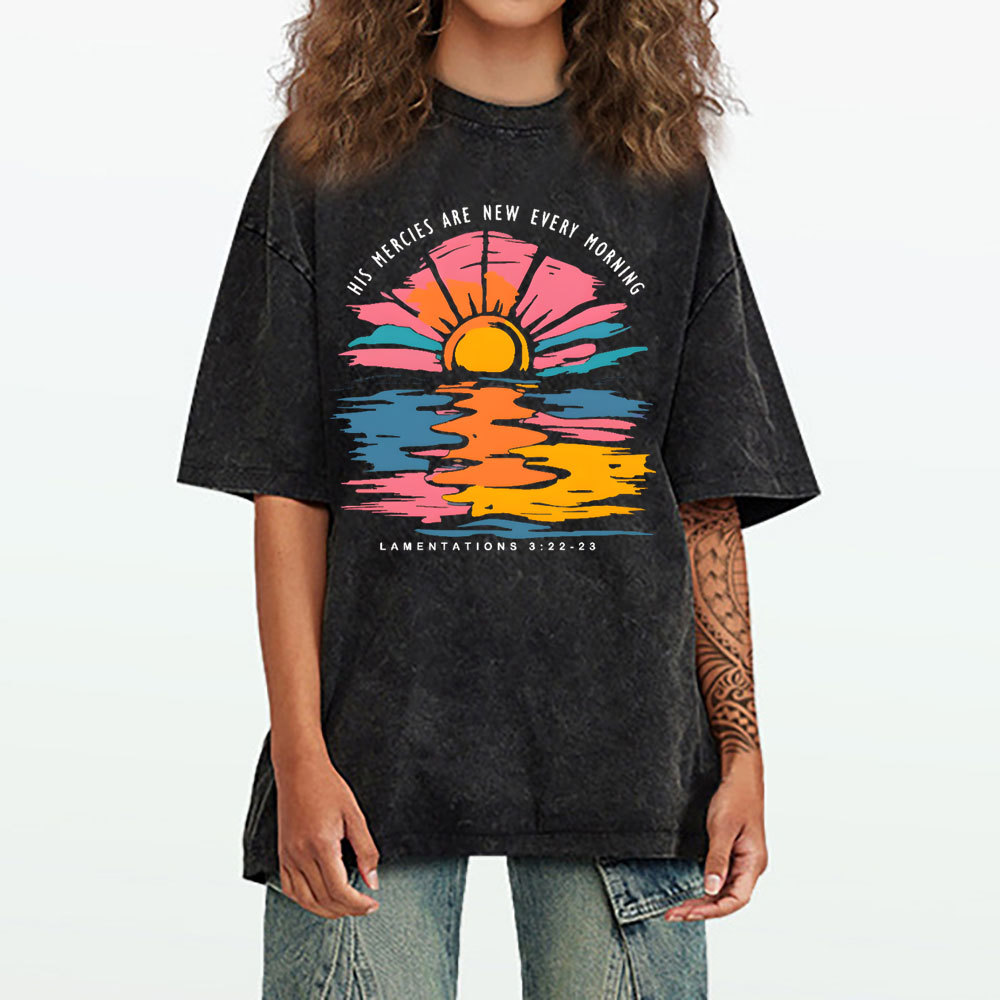His Mercies Are New Every Morning Christian Washed T-Shirt