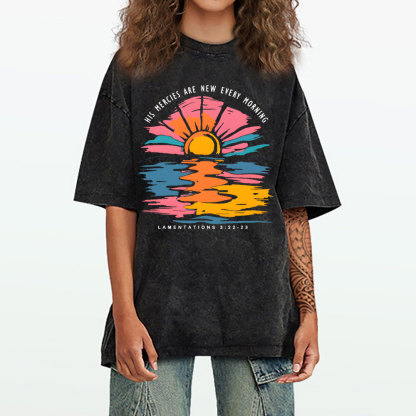 His Mercies Are New Every Morning Christian Washed T-Shirt