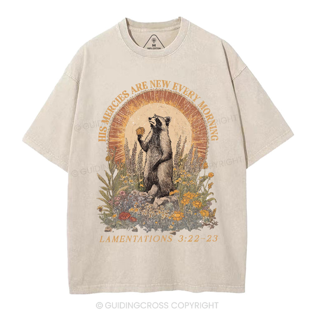 His Mercies Are New Every Morning Christian Washed T-Shirt