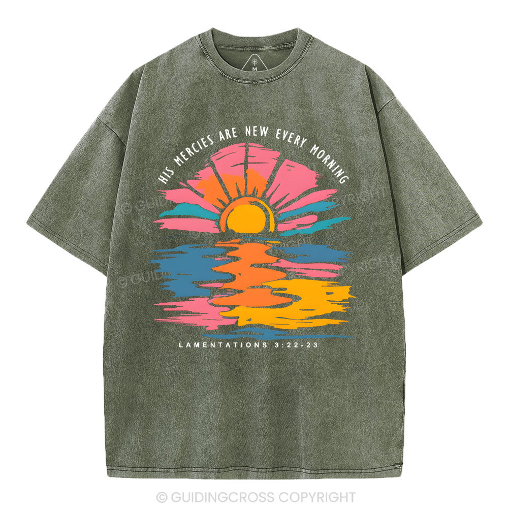 His Mercies Are New Every Morning Christian Washed T-Shirt