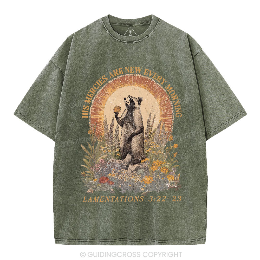His Mercies Are New Every Morning Christian Washed T-Shirt