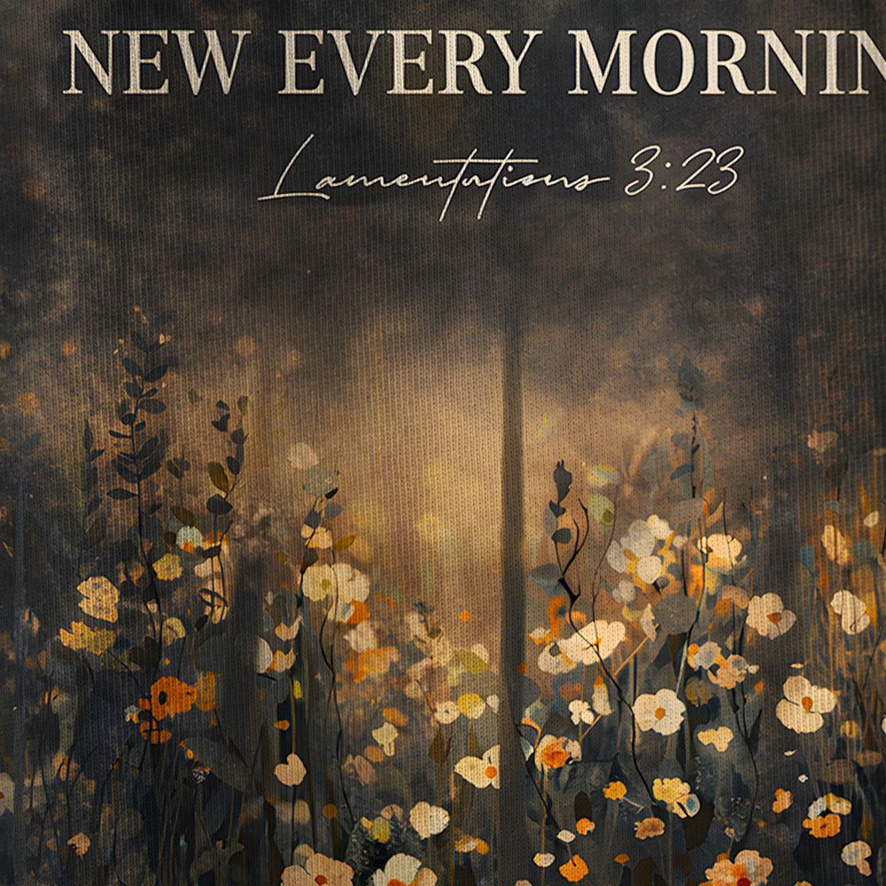 His Mercies Are New Every Morning Oversized All-Over Print Christian T-Shirt