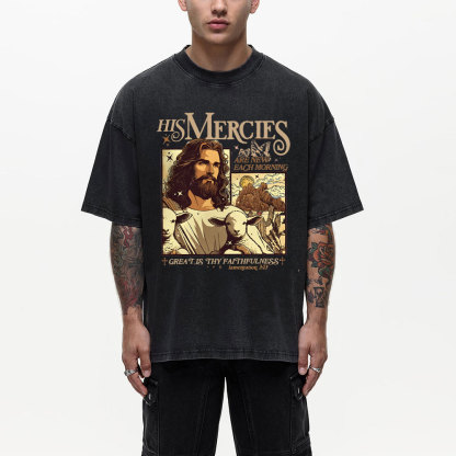 His Mercies Christian Washed T-Shirt