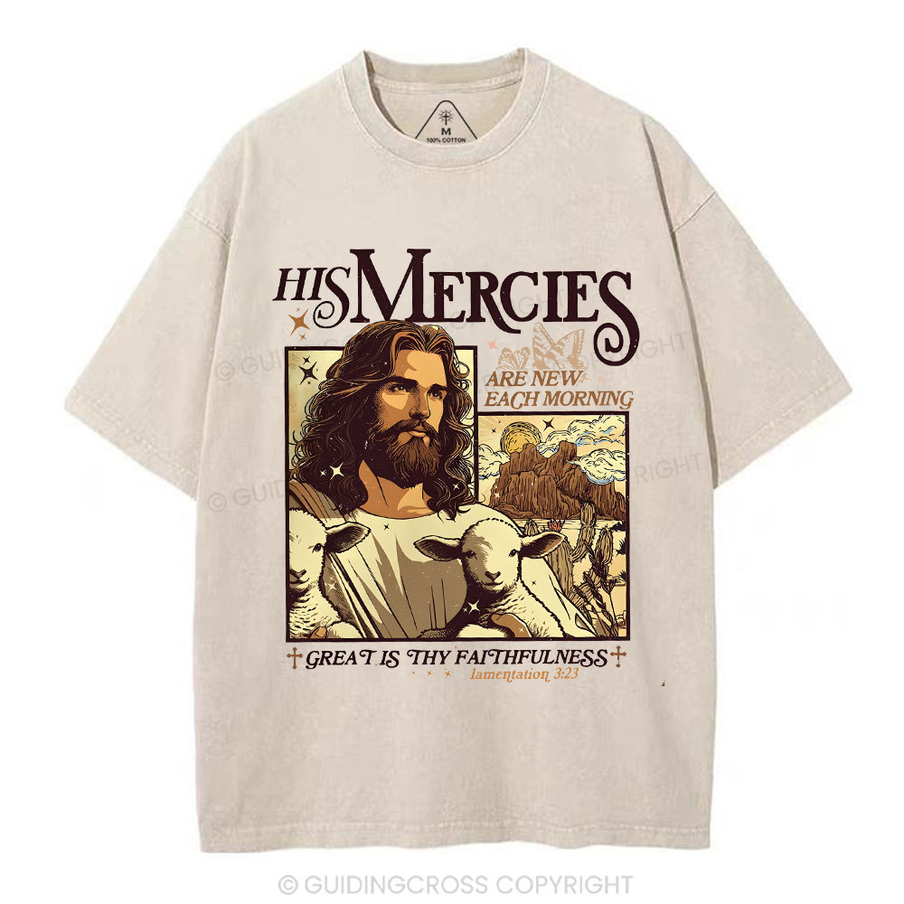 His Mercies Christian Washed T-Shirt