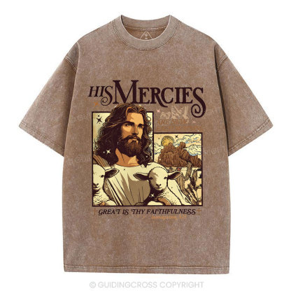 His Mercies Christian Washed T-Shirt
