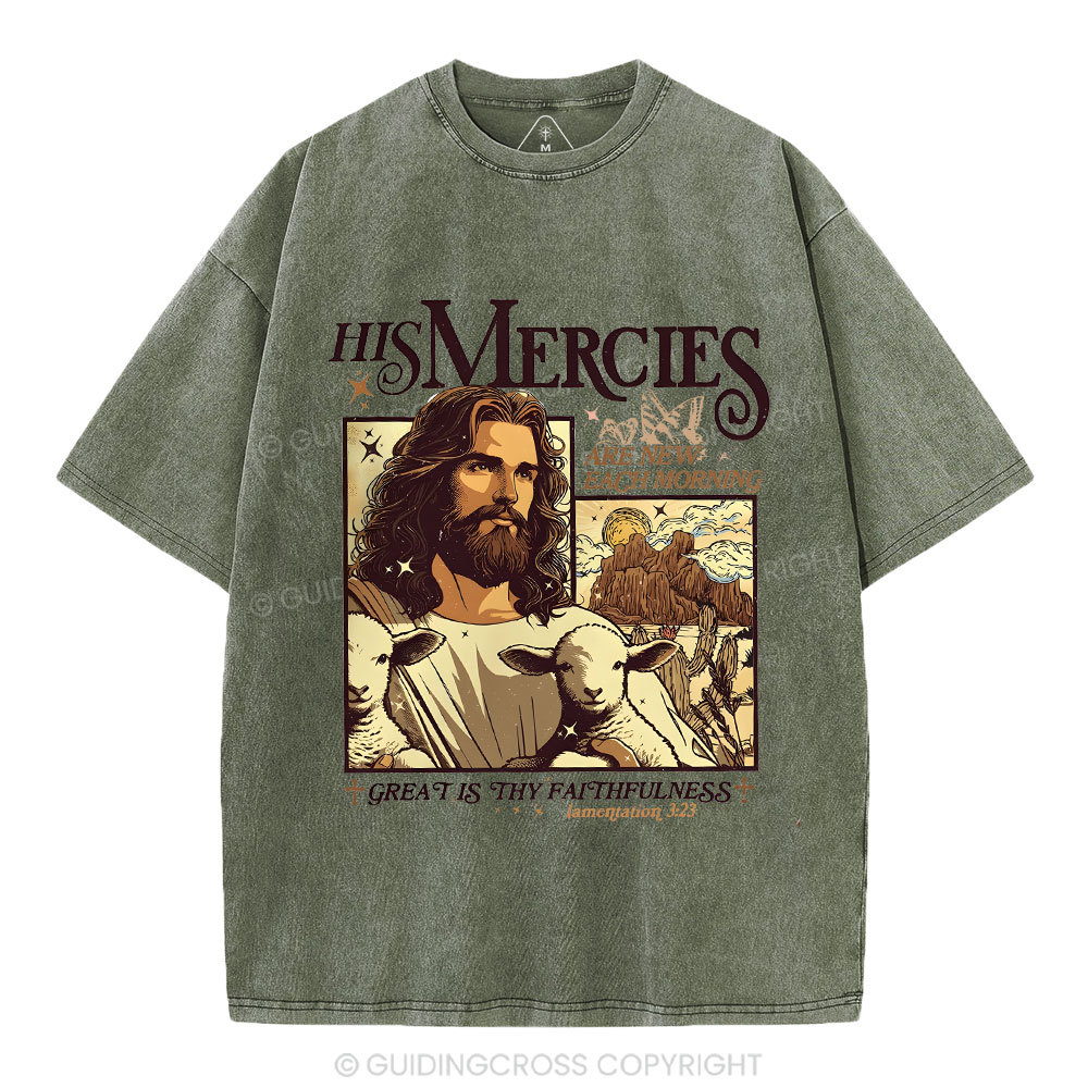 His Mercies Christian Washed T-Shirt