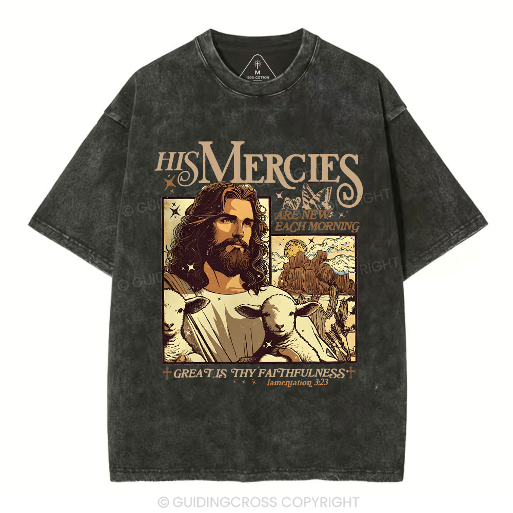 His Mercies Christian Washed T-Shirt