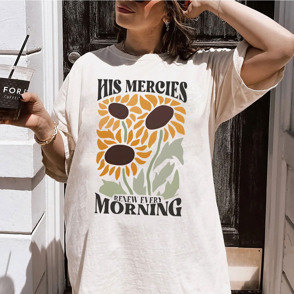 His Mercies Renew Every Morning Christian Washed T-Shirt