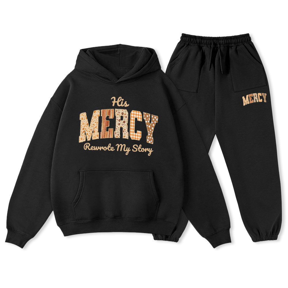 His Mercy Rewrote My Story Christian Premium Fleece Hoodie Set